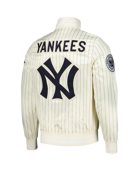 Men's Cream New York Yankees Cooperstown Collection Pinstripe Retro Classic Satin Full-Snap Jacket