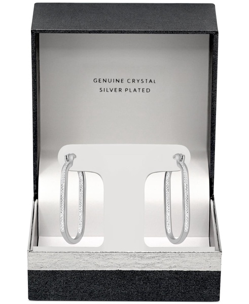 And Now This Crystal In & Out Oblong Hoop Earrings in Silver-Plate