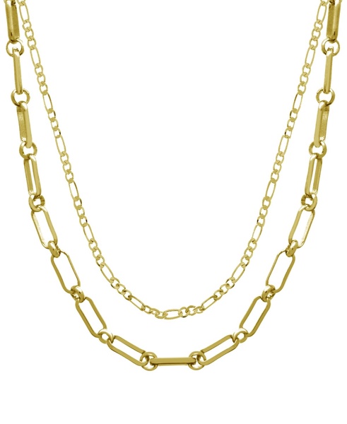 15.25" and 17.5" + 2" extender Gold Plated Multi Chain Layered Necklace