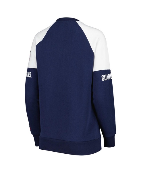 Women's Navy, Red Cleveland Guardians Baseline Raglan Pullover Sweatshirt