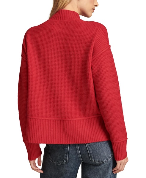 Women's Mock Neck Waffle-Knit Sweater