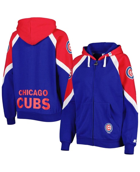 Women's Royal, Red Chicago Cubs Hail Mary Full-Zip Hoodie