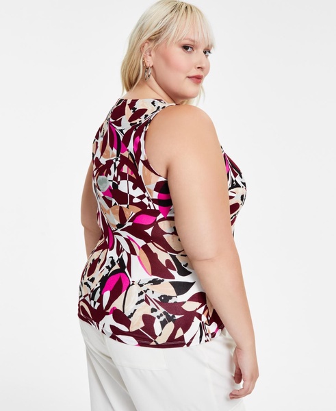 Trendy Plus Size Printed Sleeveless Jersey Crewneck Top, Created for Macy's