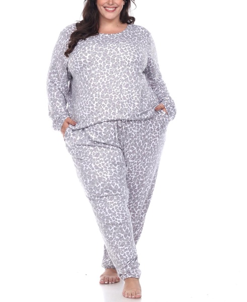 Plus Size Leopard Lounge Set, 2-Piece