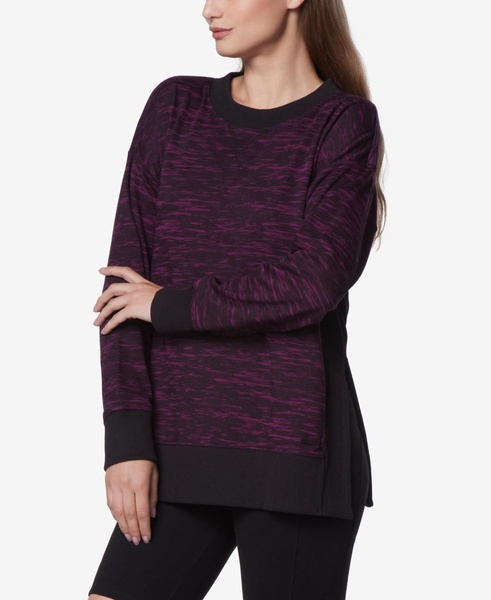 Women's Printed Tunic Length Pullover Top with Side Vents