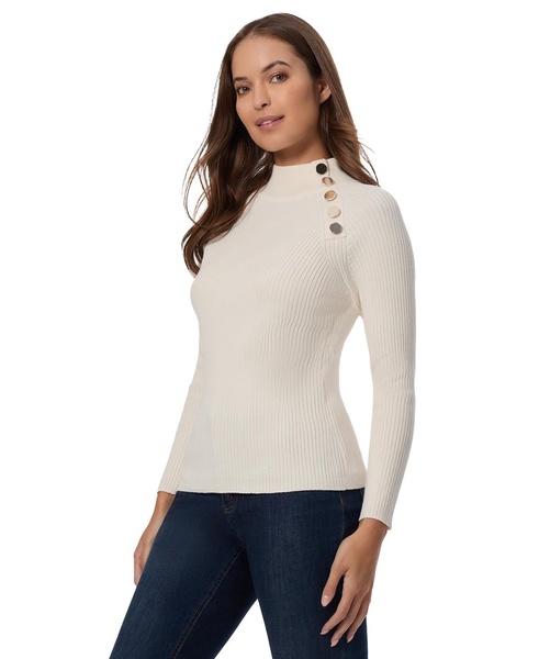 Women's Solid-Color Ribbed Mock-Neck Sweater