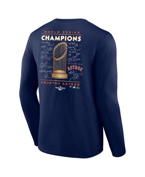 Men's Navy Houston Astros 2022 World Series Champions Signature Roster Long Sleeve T-shirt