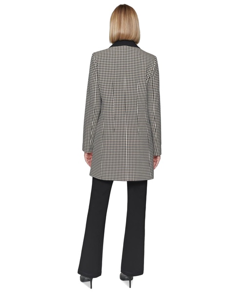 Women's Checkered One-Button Blazer