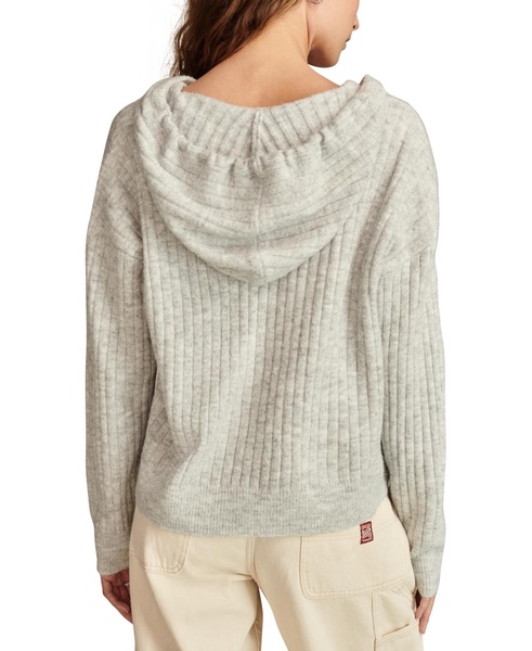 Women's Ribbed Knit Hooded Sweater