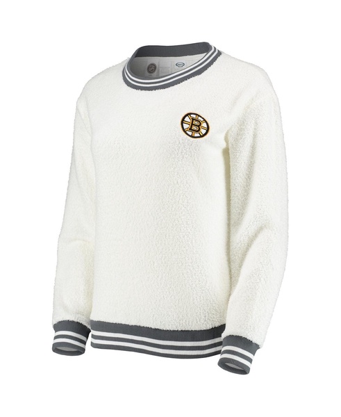 Women's Cream and Charcoal Boston Bruins Granite Sherpa Pullover Sweatshirt