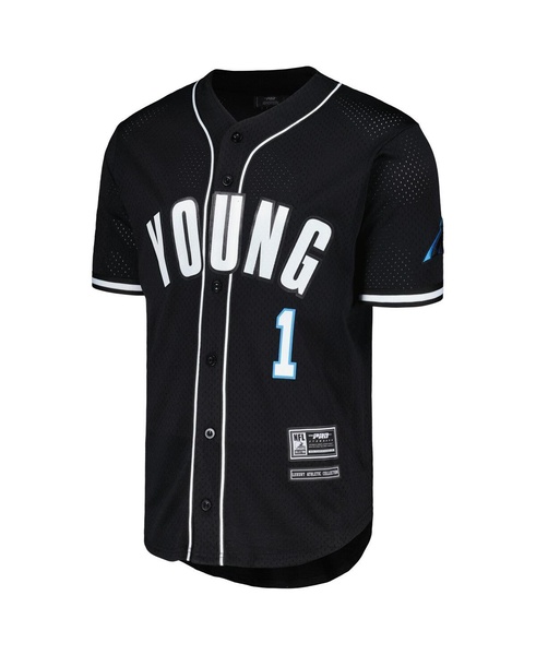 Men's Bryce Young Black Carolina Panthers Mesh Baseball Button-Up T-shirt