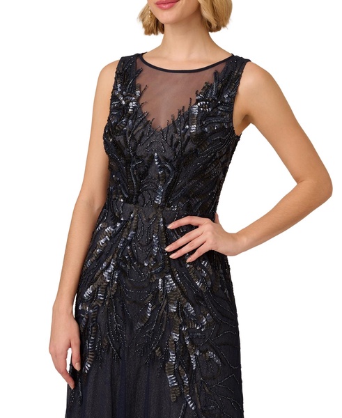 Women's Bead Metallic Mesh Gown