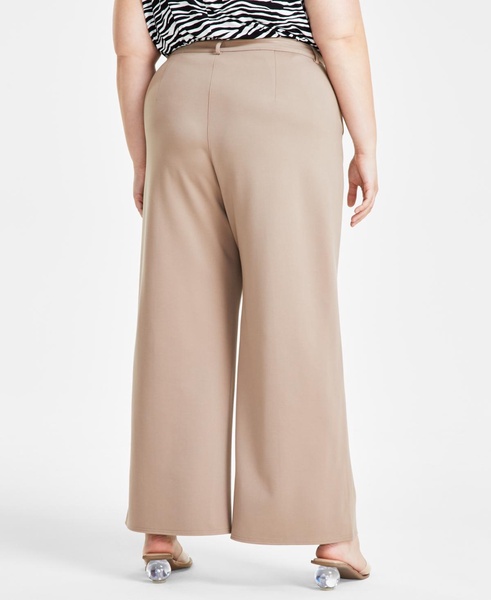 Trendy Plus Size High-Rise Wide-Leg Ponté-Knit Pants, Created for Macy's