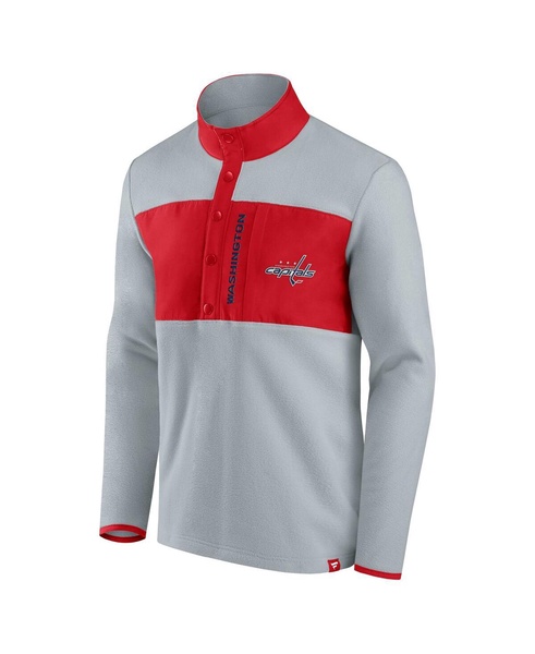 Men's Gray, Red Washington Capitals Omni Polar Fleece Quarter-Snap Jacket