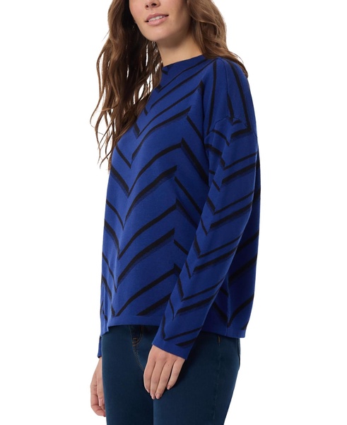 Petite Chevron Jacquard Mock Neck Sweater