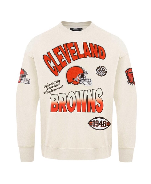 Men's Cream Cleveland Browns Turn It Up Pullover Sweatshirt