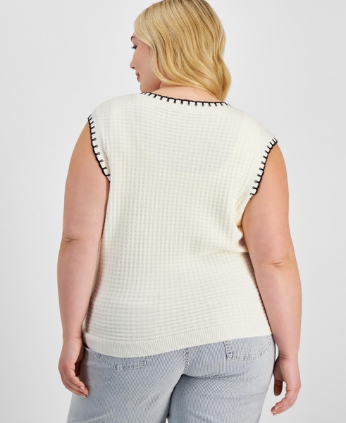 Trendy Plus Size Whip-Stitch Sweater Vest, Exclusively at Macy's 