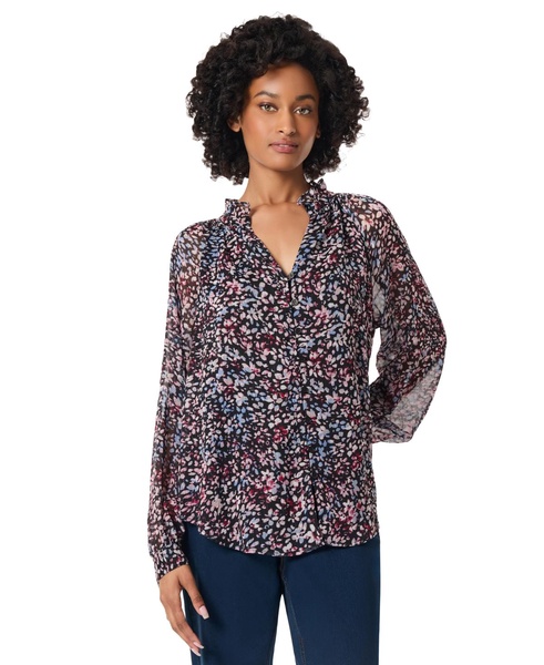 Petite Floral-Print Raglan-Sleeve Peasant Blouse