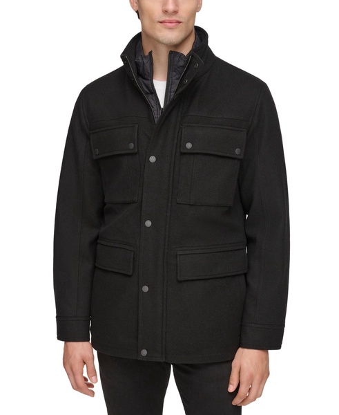 Men's Water-Repellent Jacket with Zip-Out Quilted Puffer Bib 