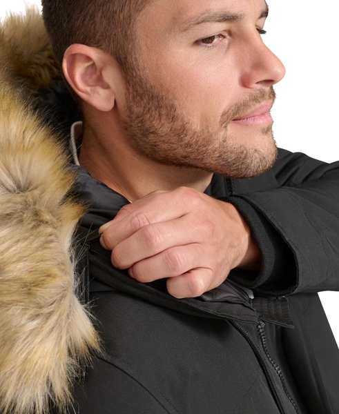 Men's Long Parka with Faux-Fur Lined Hood