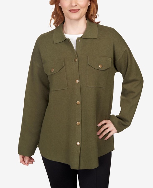 Petite Solid Shacket Shirt Jacket