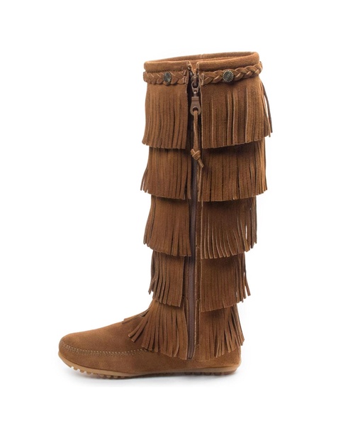 Women's Suede 5-Layer Fringe Boots