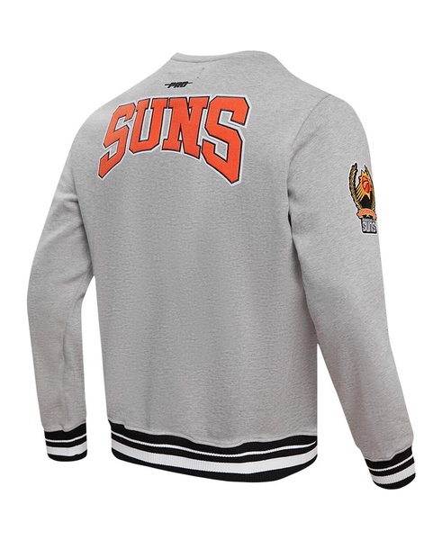 Men's Heather Gray Phoenix Suns Crest Emblem Pullover Sweatshirt