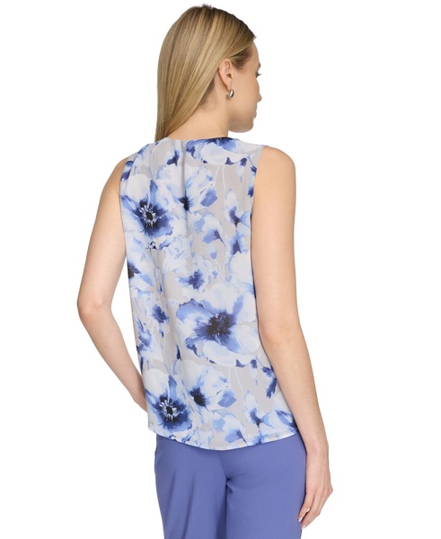 Women's Printed Sleeveless Pleated Top