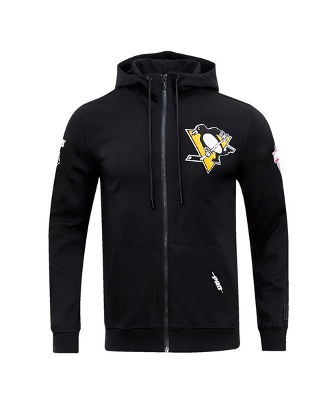 Men's Black Pittsburgh Penguins Classic Chenille Full-Zip Hoodie Jacket