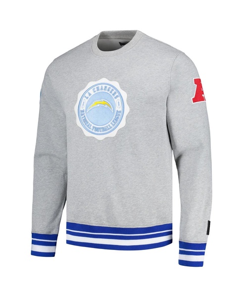 Men's Heather Gray Los Angeles Chargers Crest Emblem Pullover Sweatshirt