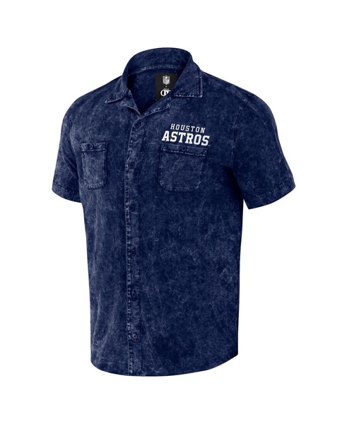 Men's Darius Rucker Collection by Navy Distressed Houston Astros Denim Team Color Button-Up Shirt