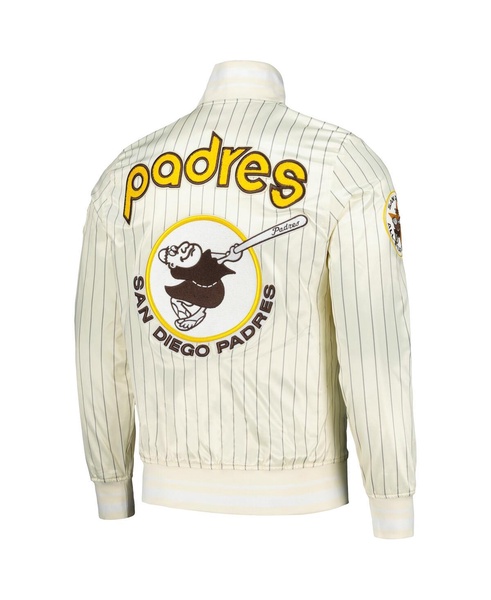 Men's Cream San Diego Padres Cooperstown Collection Pinstripe Retro Classic Satin Full-Snap Jacket