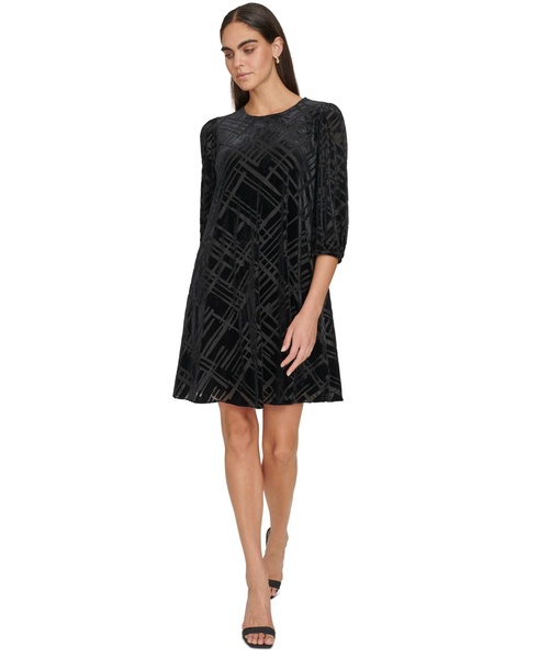 Women's Velvet Burnout 3/4-Sleeve Dress