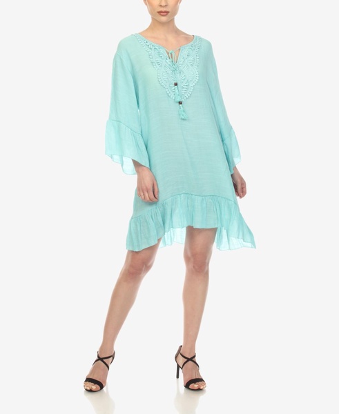 Women's Sheer Crochet Knee Length Cover Up Dress