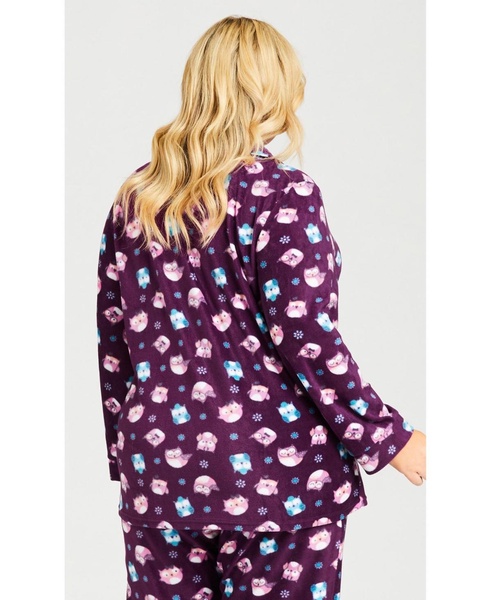 Plus Size Button Owl Sleep Top