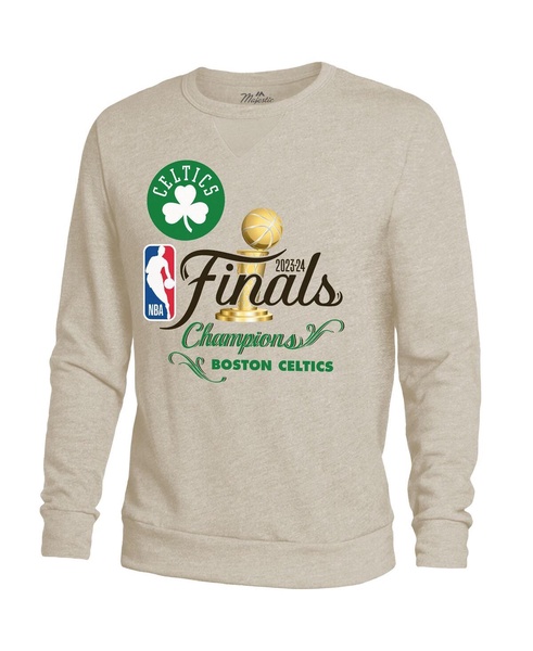 Threads Men's Cream Boston Celtics 2024 NBA Finals Champions Tri-Blend Pullover Sweatshirt