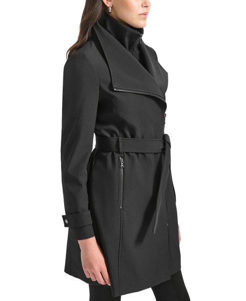 Petite Belted Long-Sleeve Wrap Coat