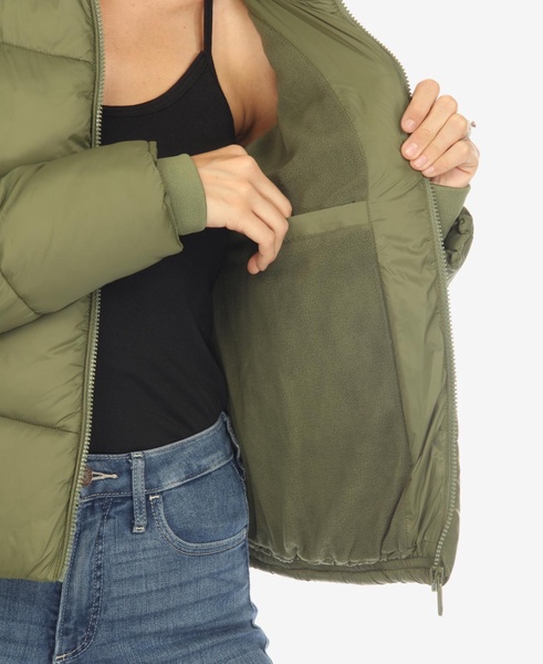 Women's Full Front Zip Hooded Bomber Puffer Jacket