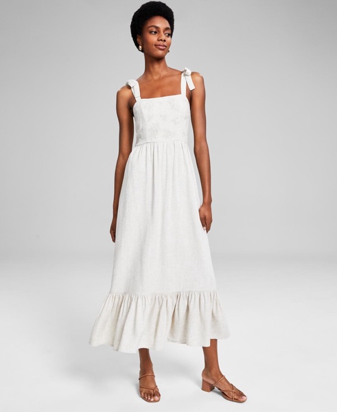 Women's Embroidered Linen-Blend Maxi Dress, Exclusively at Macy's