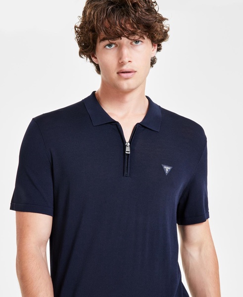 Men's Dane Solid Quarter-Zip Tech Polo Shirt 