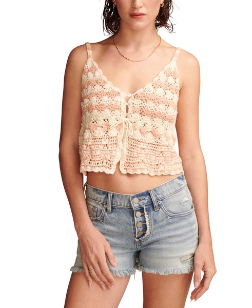 Women's Cotton Crochet Tie-Front Tank