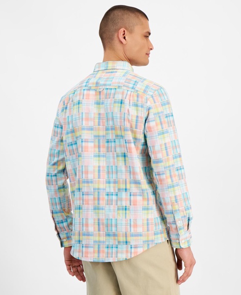 Men's Madras Plaid Long Sleeve Button-Front Shirt, Created for Macy's