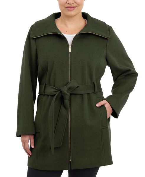 Plus Size Belted Zip-Front Coat, Created for Macy's