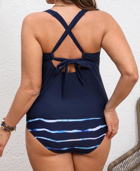 Plus Size Crisscross Back Strappy Adjustable Tankini Sets