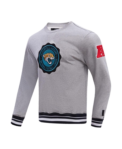 Men's Heather Gray Jacksonville Jaguars Crest Emblem Pullover Sweatshirt