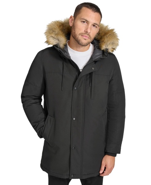 Men's Long Parka with Faux-Fur Lined Hood