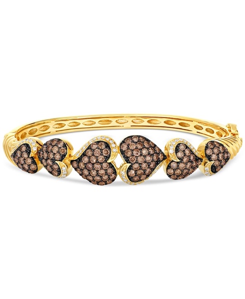 Chocolate Diamond & Vanilla Diamond Pavé Heart Bangle Bracelet (5-1/20 ct. t.w.) in 14k Gold