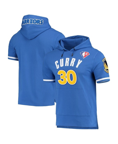 Men's Stephen Curry Royal Golden State Warriors Name and Number Short Sleeve Pullover Hoodie