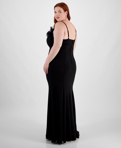 Trendy Plus Size Ruffle-Neck Sleeveless Gown 