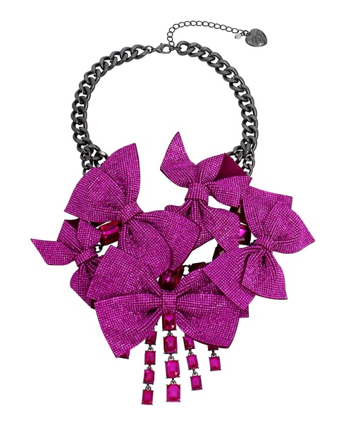 Faux Stone Pave Bow Bib Necklace